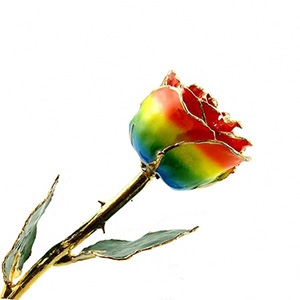 24 K Gold Rose Rainbow Lacquered and Gold Rose