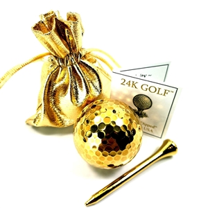 24 K Gold Rose 24K Gold Dipped Golf Ball and 24K Tee - 1