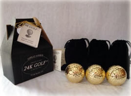 24 K Gold Rose 24K Gold Dipped Golf Balls - Three