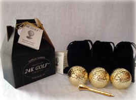 24 K Gold Rose Gold Tone Golf Balls and Tees - Three