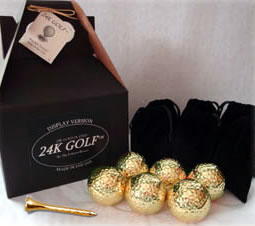 24 K Gold Rose Gold Tone Golf Balls and Tees - Six