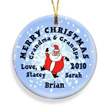 Personalized Ornaments Santa Round Snow Merry Christmas Personalized Ornament