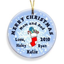 Personalized Ornaments Stocking Snow Merry Christmas Personalized Ornament