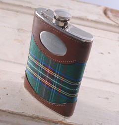 Engraved Gifts Green Plaid Flask Personalized