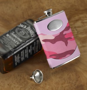 Engraved Gifts Pink Camouflage Flask 8 oz - Personalized