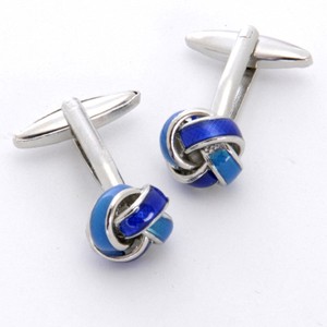 Personalized Jewelry Blue Knot Cufflinks with Personalized Gift Box