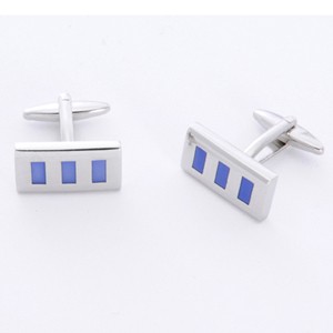 Personalized Jewelry Blue Rectangle Cufflinks with Personalized Gift Box