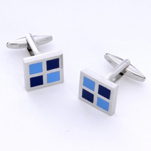 Personalized Jewelry Blue Squares Cufflinks with Personalized Gift Box
