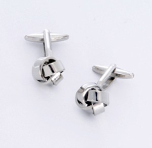 Personalized Jewelry Silver Knot Cufflinks with Personalized Gift Box