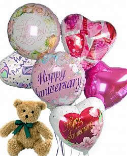 Last Minute Gifts Half Dozen Mylar Balloons and Teddy Anniversary