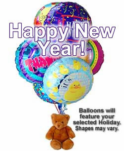 Last Minute Gifts Half Dozen Mylar Balloons and Teddy New Years