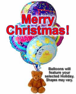Last Minute Gifts Christmas Balloon and Teddy Bouquet