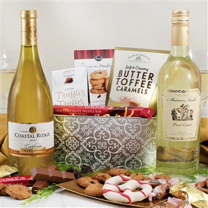 White Wine Duo Delights Gift Basket