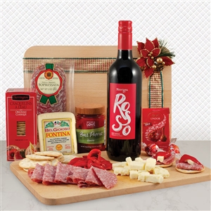 Red Wine and Cheese Gift Box with Cutting Board