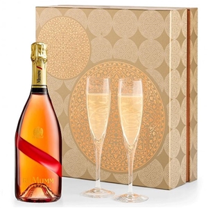 Moet Chandon Champagne and Two Personalized Crystal Flutes in a Gift Box