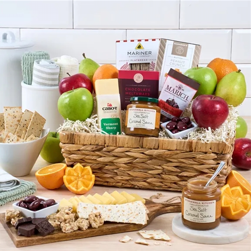 Large Gourmet Gift Baskets | Sympathy Gift Basket with Fruit