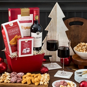 Red Wine and Sweets Christmas Gift Basket