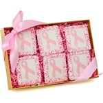 White Belgian Chocolate Covered Graham Cookies with Pink Breast Cancer Ribbon